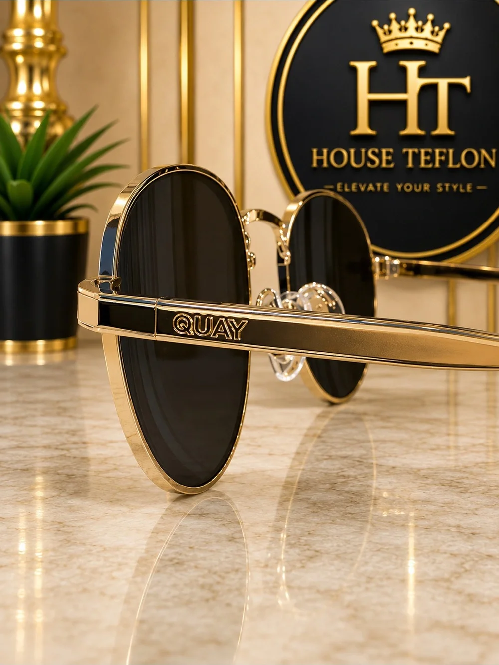 QUAY Gold-Tone Sunglasses | Dark Lenses | 52-20-145 Unisex NWOT